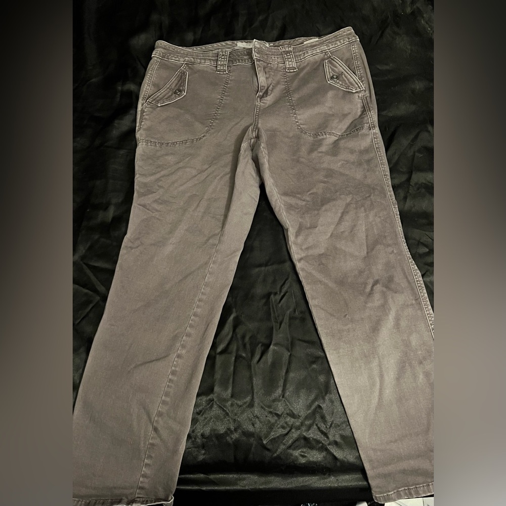 Torrid grey Mid Rise Stretch Chino Ankle Pants Pocket Flaps
